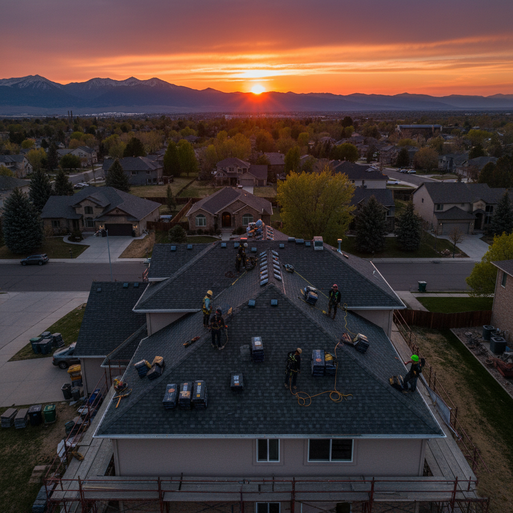Lakewood roofing team replacing shingles on a home